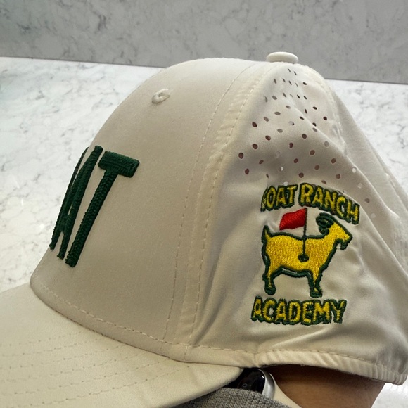 White Cap with Green GOAT Embroidery - Picture 2 of 4
